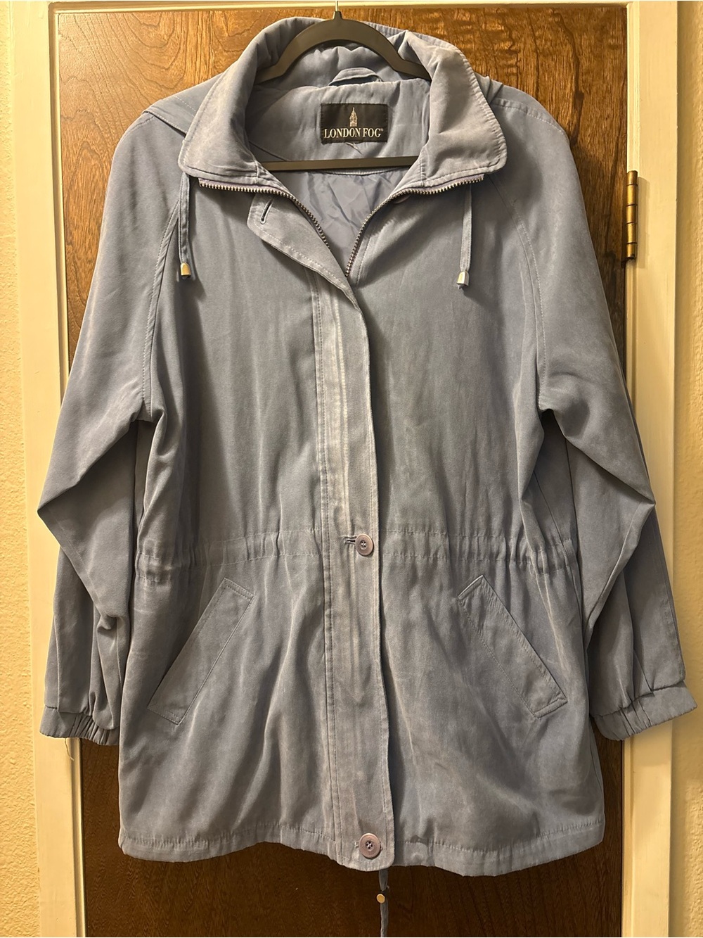 London Fog Light Blue Drawstring Waist Utility Jacket